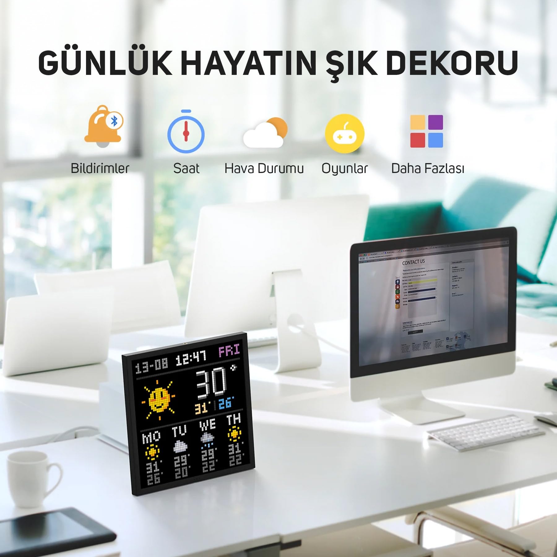 Divoom Ditoo Pro Mavi Bluetooth Hoparlör ve Pixoo-64 Led Ekran Seti