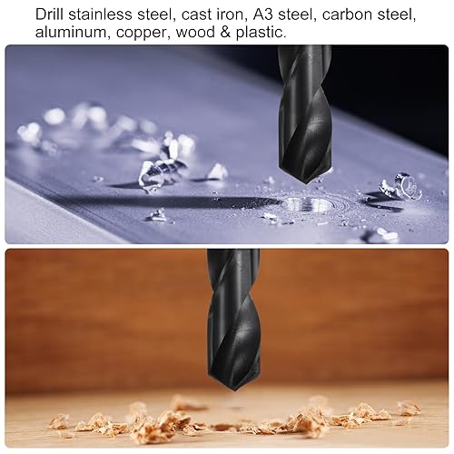 Miniatura 5 de uxcell Brocas helicoidales de acero de alta velocidad M2-6542 de óxido negro de 0.591 in (1932 pulgadas), 2 piezas de 12" para acero inoxidable