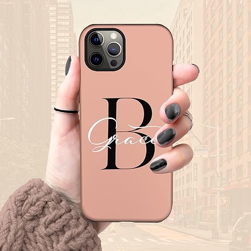 Miniatura 8 de Funda con inicial de monograma, funda sólida con nombre, compatible con iPhone 16 Plus, 15 Pro Max, 14, 13 Mini, 12, 11, XXS Max, XR, 78