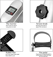 Vista 5 de Mini bicicleta de ejercicio, ejercicio portátil para usar en el hogar, manos y pies, mini bicicleta de ejercicio, color plateado