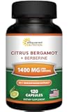 aSquared Nutrition Citrus Bergamot with Berberine Supplement - 1400mg Max Strength Complex - 120 Capsules - 25:1 Extract - High Cholesterol Support - Pills Alternative to Gummies & Liquid Drops