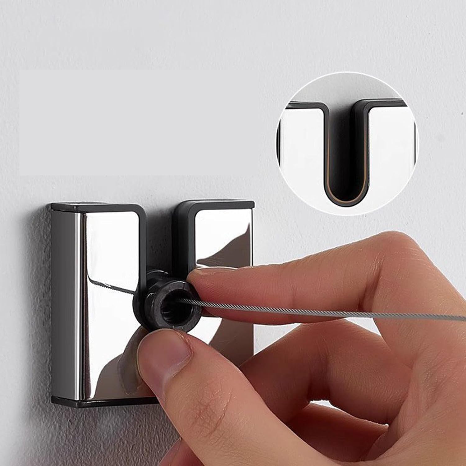 Retractable Clothesline Invisible Clothesline Stainless Steel Non Perforated Indoor Retractable Wire Rope for Bathroom, Laundry, Hotel(White)