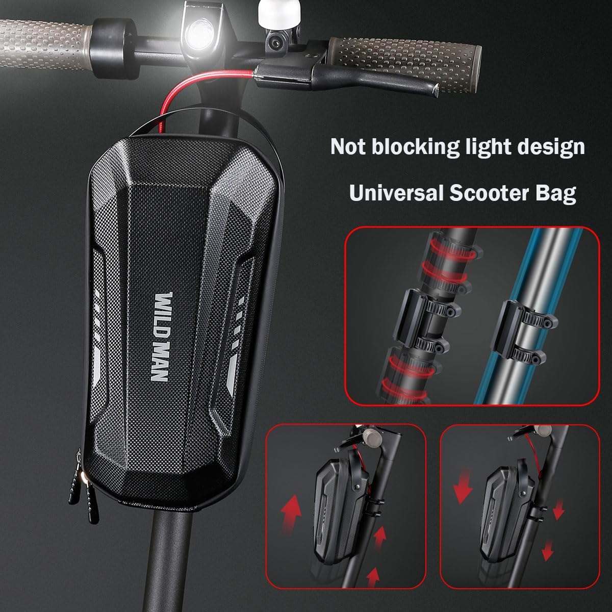 Scooter Storage Bag, Waterproof Scooters Handlebar EVA Hard Shell Bike Front Bag for Carrying Charger Tools Repair Tools