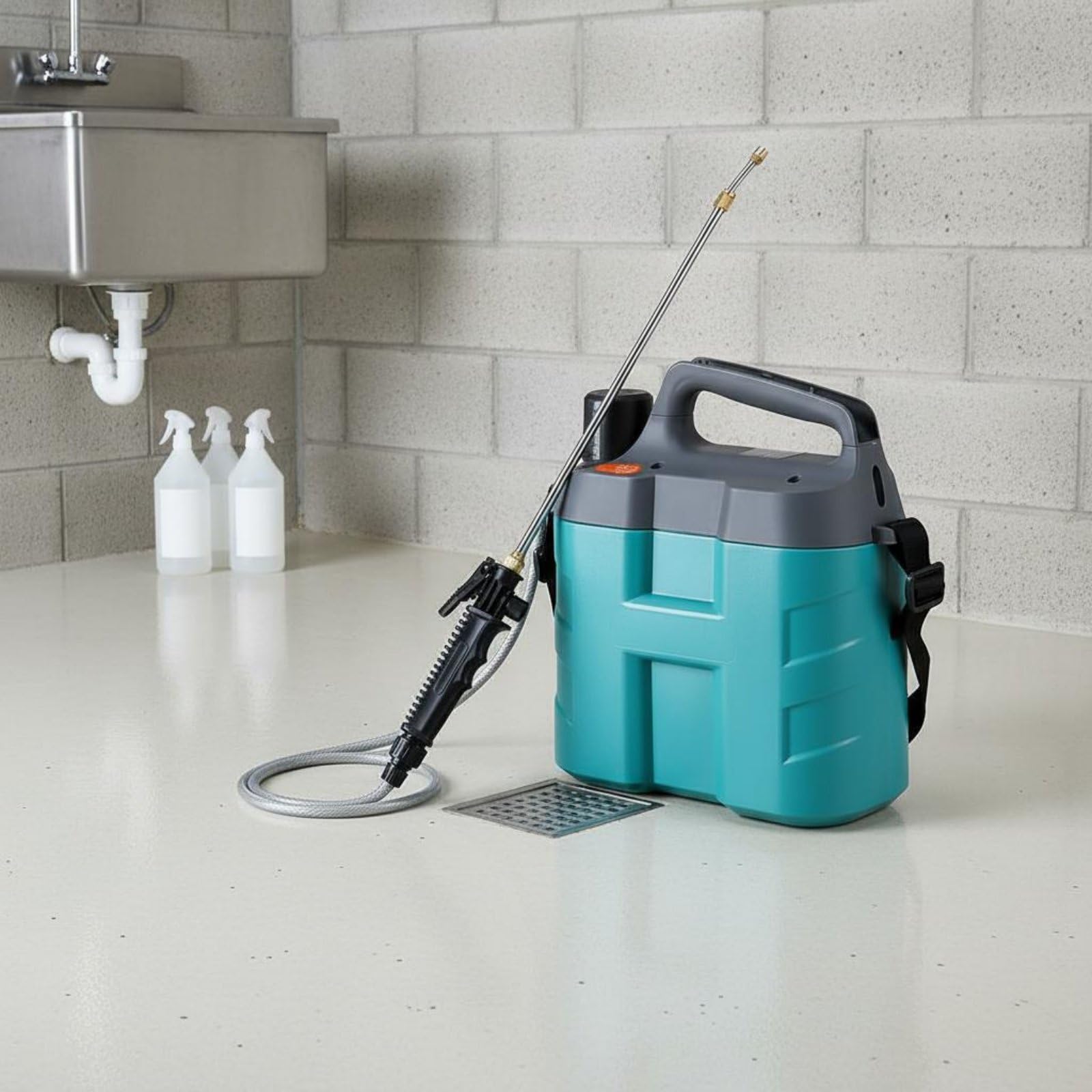 Gralara Spruzzatore Elettrico Tracolla Larga Pompa Irroratrice a Batteria Involucro Impermeabile Nebulizzatore da Giardino a Spalla per Giardinieri, Serra, 5L, Asta Acciaio Inox