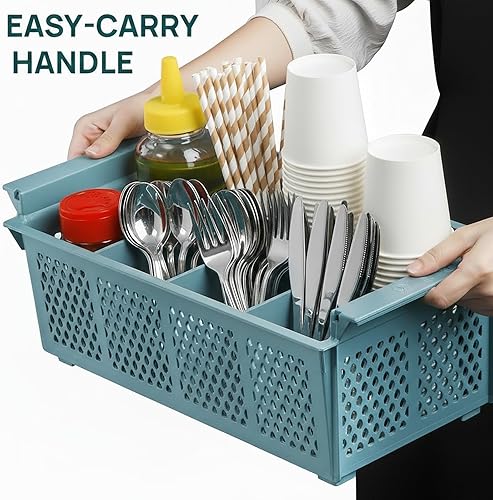 Miniatura 5 de Nicunom Large Flatware Rack, 16" Plastic Cutlery Basket 8-Slot Silverware Organizer for Knives, Forks, Spoons, Utensils, Flatware Dishwasher Basket