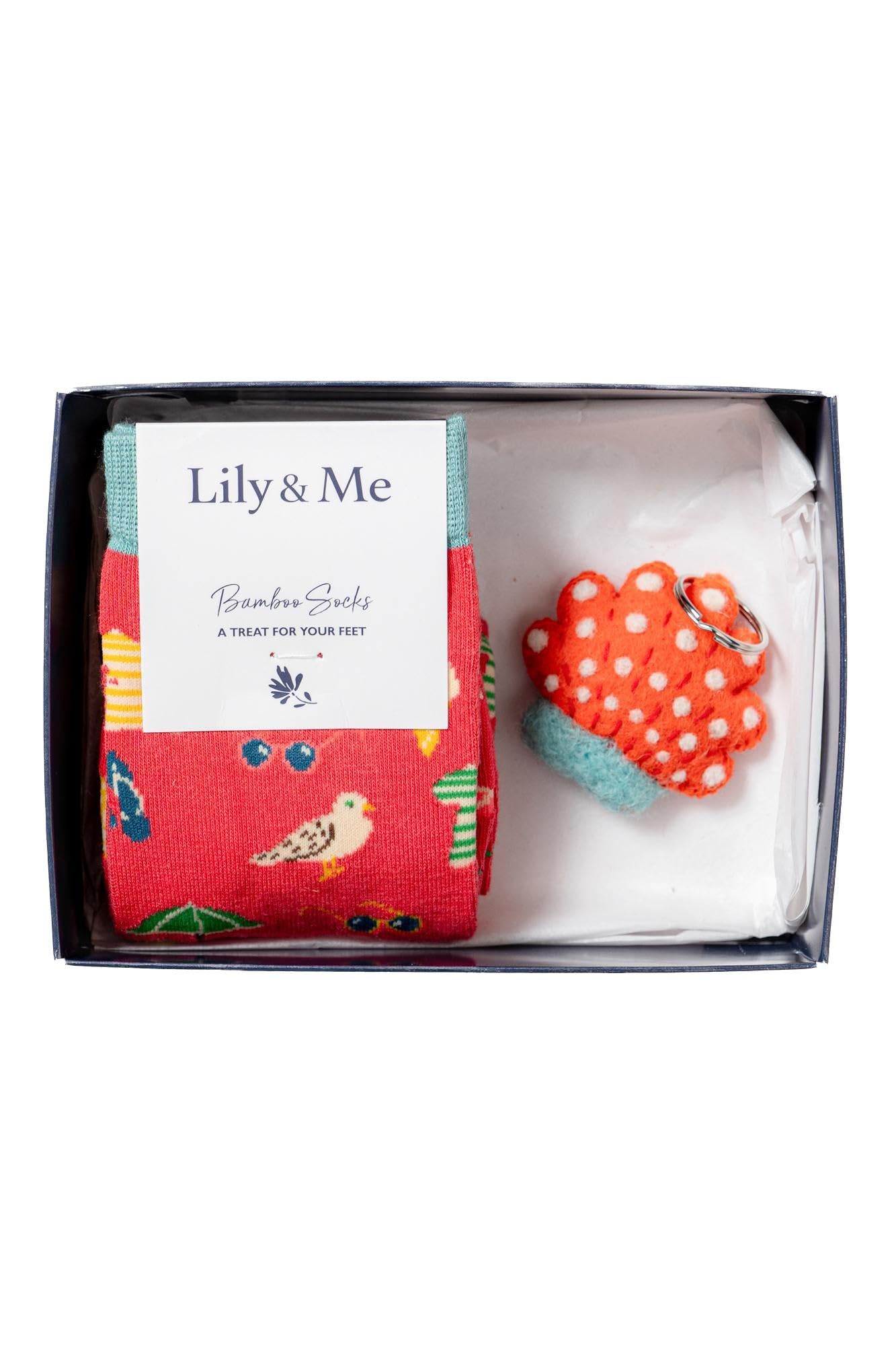 Lily & Me At The Beach Socks And Shell Keyring Giftbox
