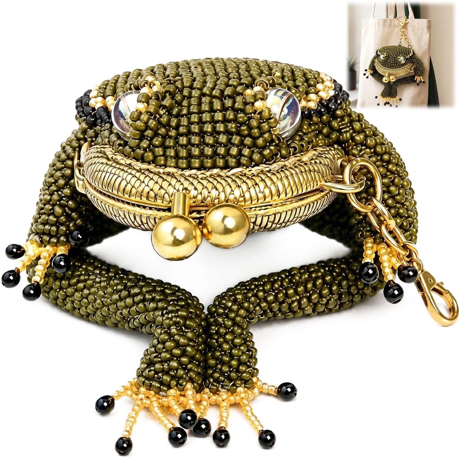Charming Frog Coin Purse, Kiss Lock Small Pouch Earbuds Keychain Bag Charm, Cute Amphibian Accessory Container, Mini Currency Storage Pad, Daily Carry Handheld Ring Pendant Decoration