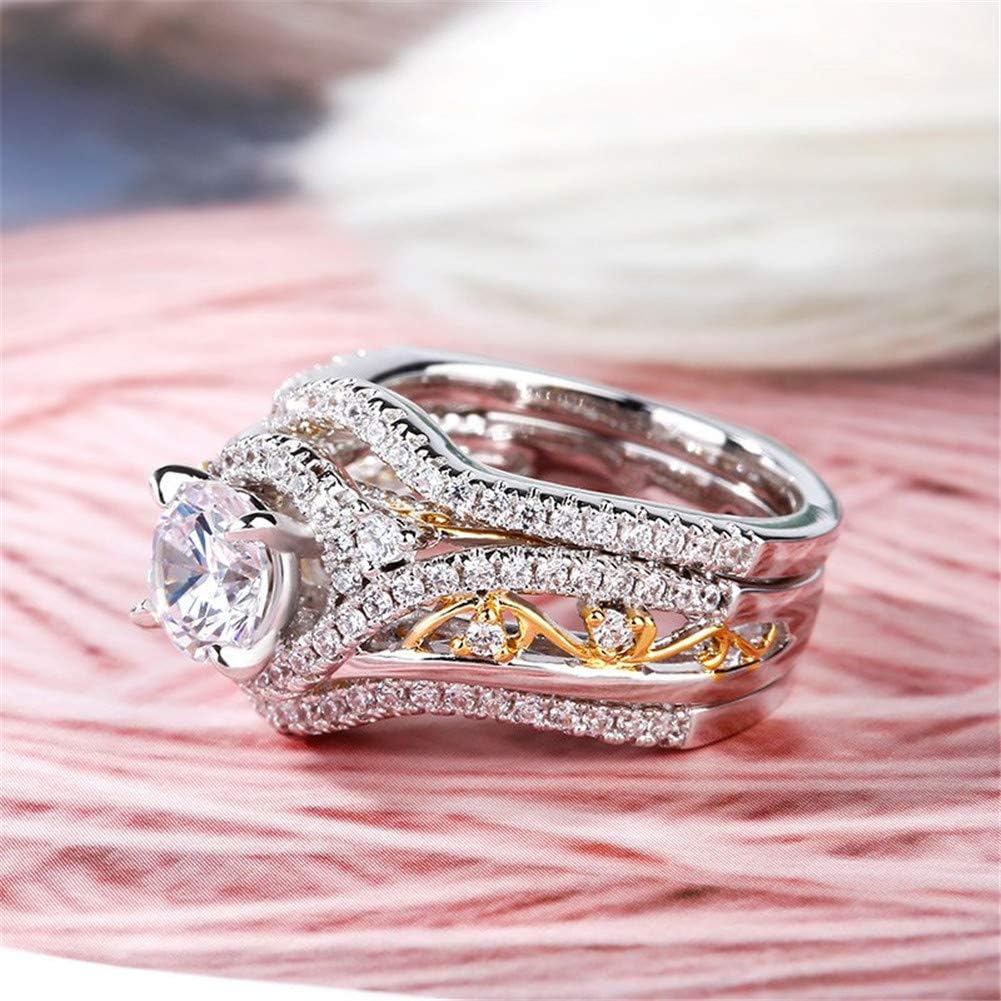 Jeulia 2 Carat Round Cut Sterling Silver Wedding Ring for Women18 K Gold Plated Wedding Ring Sets CZ Solitaire Engagement Rings Anniversary Promise Romantic Gift