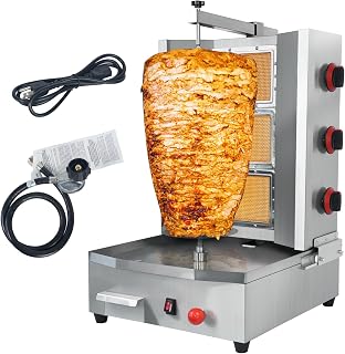 3 Burners Shawarma Grill Machine Commercial Vertical Rotisserie Grill Gyro Meat Doner Kebab Machine for Kitchen Restaurant
