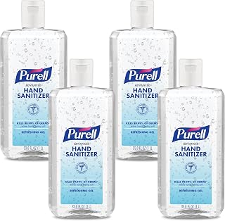 PURELL Advanced Hand Sanitizer Refreshing Gel, 1 Liter Flip-Cap Bottles, Pack of 4 - Kills 99.99% Germs, Skin Moisturizing