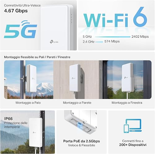 TP-Link Archer NX500-Outdoor Router 5G avec SIM d'extérieur, WiFi 6 AX3000Mbps Dual Band, 5G jusqu'à 4,67 Gbps, connecte 200+ appareils, Port 2,5 GE, PoE passif/802.3af/at, IP66, Montage Facile - 6