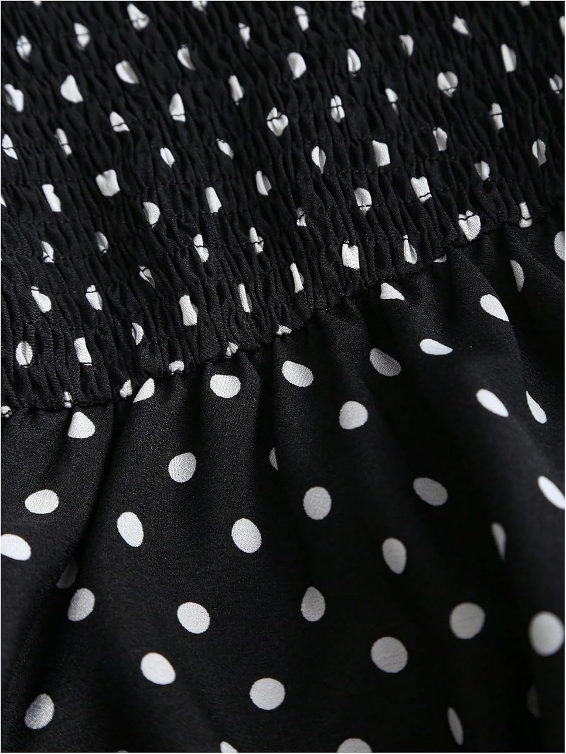 SweatyRocks Women's Polka Dots Halter Mini Dresses Summer Sleeveless Ruffle Shirred Smocked Dress - Image 5