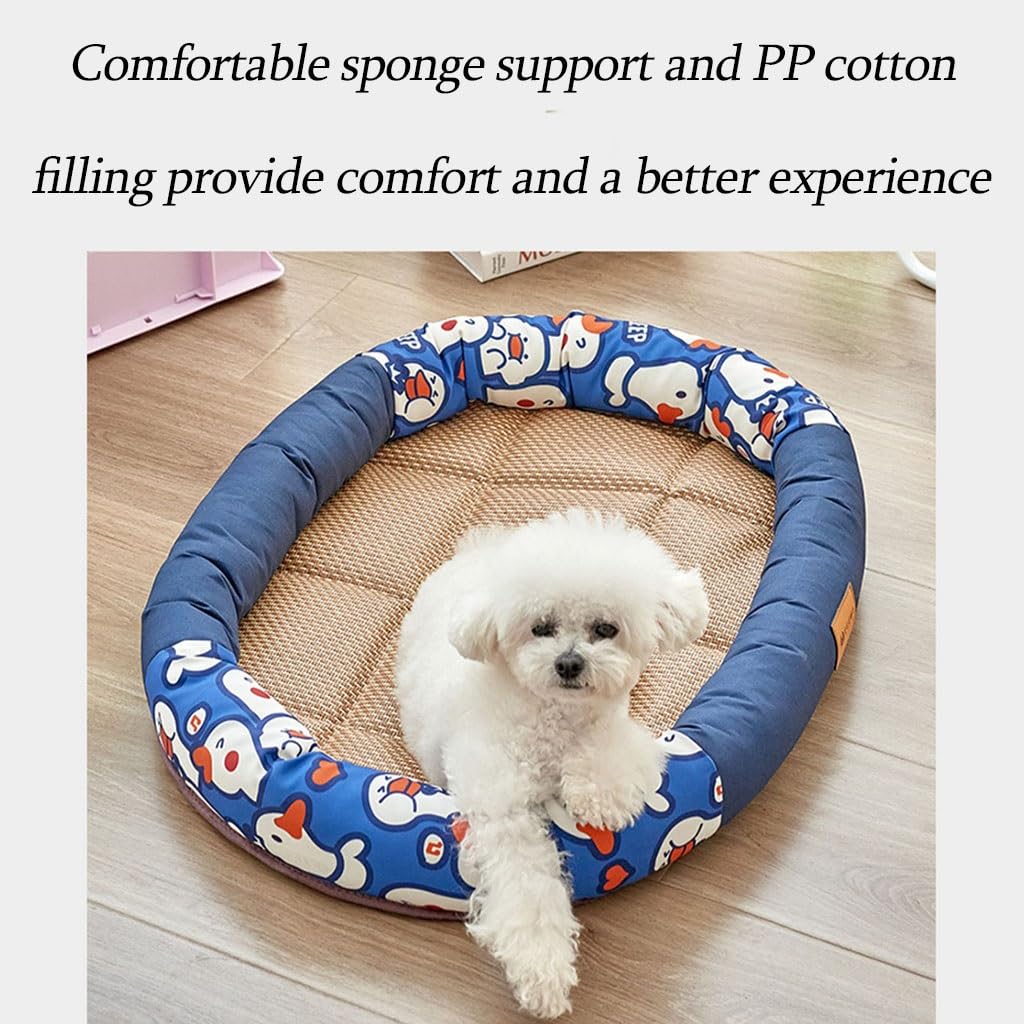 Dog Cooling Mat Mata lodowa dla zwierząt domowych, zmywalna i chłodna mata lodowa dla zwierząt rattanowa mata matowa, letnia tkana oddychająca mata do spania dla zwierząt domowych(A6,58cm*44cm)