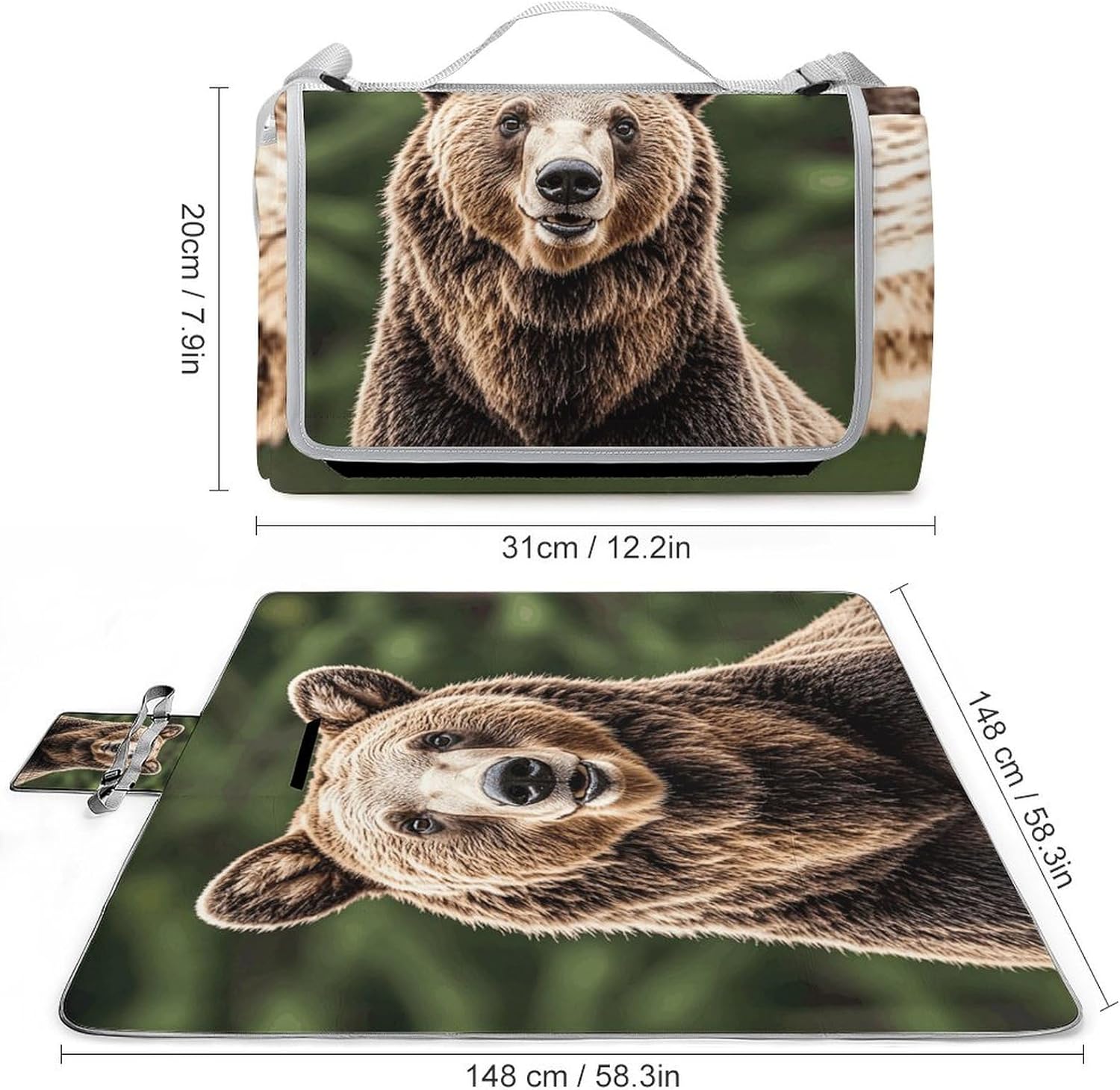 Outdoor Picnic Blanket Extra Large Beach Blanket Waterproof Picnic Mat The Lodge Bear Deer Camping Blanket Portable with Carry Strap Park Blanket for Grass Camping Park