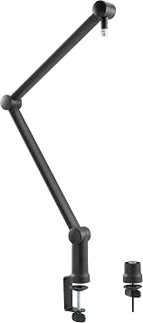 LogiLink AA0127 - Professional Microphone Boom with Foldable Scissor Arm for Game Streaming, Podcasts, Broadcasts etc. 360 Rotation and Flexible Angle Adjustment