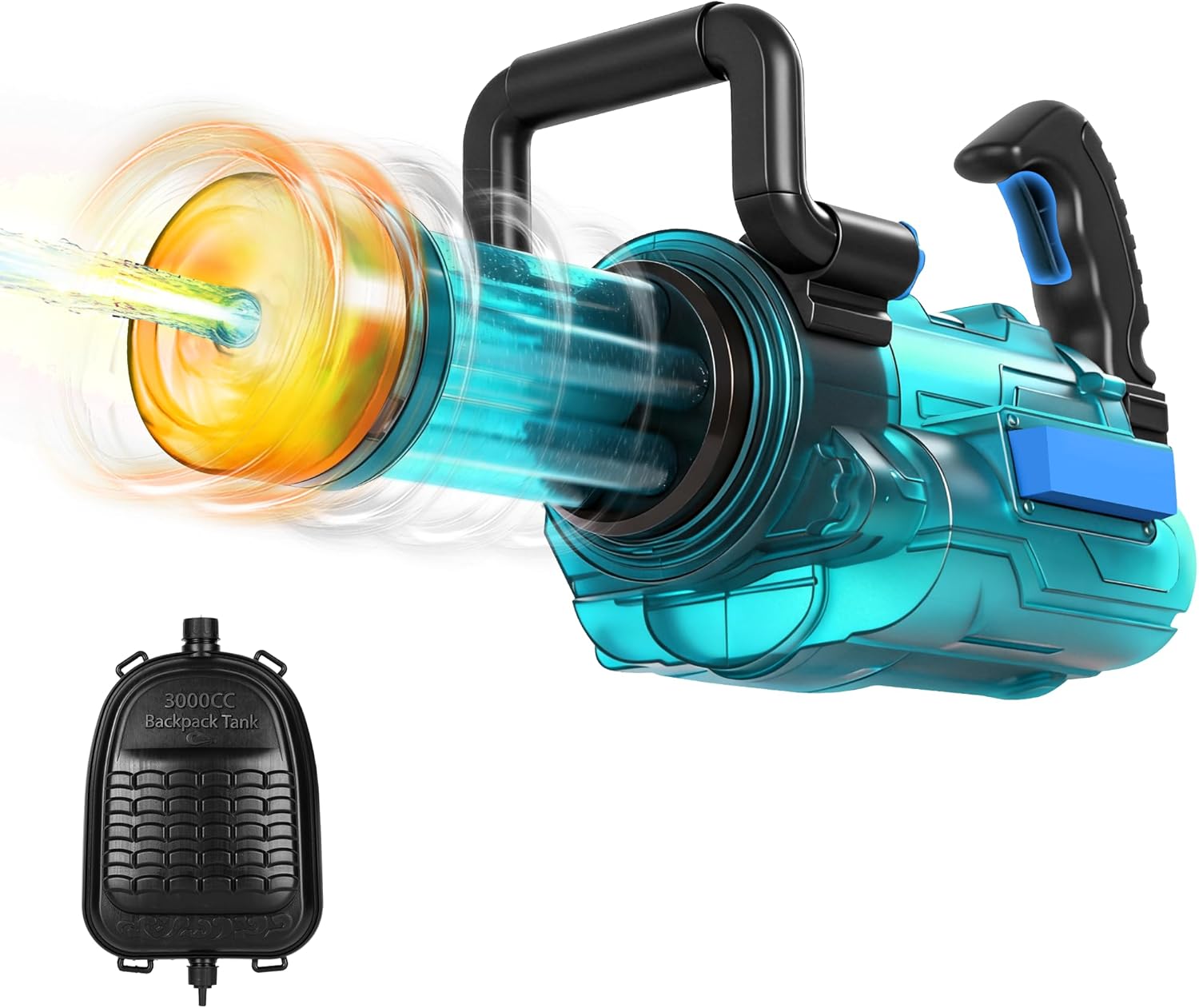 Gatling-Style Electric Water Gun with LED – 55ft Squirt Gun with 3000cc Backpack Tank, Super Water Toy Guns for Kids & Adults