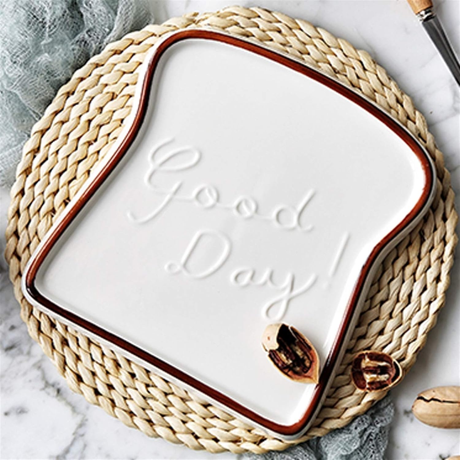 Snack Plate Ceramic Appetizer Plate Snack Plate Breakfast Plate Snack Plate Bread Dipping Sauce Plate Unique Embossed Plate Snack Tray image 4