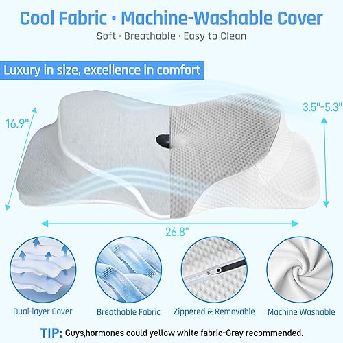 Miniatura 6 de RestAssured - Almohada cervical cervical, almohadas ergonómicas de espuma viscoelástica para dormir, almohadas cervicales para aliviar el dolor,