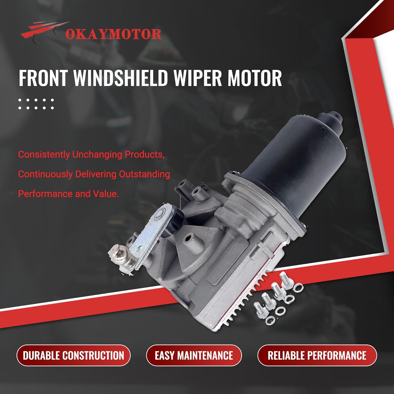 OKAY MOTOR Front Windshield Wiper Motor for 2007-2015 Audi Q7 3.0L 4.2L 4L1910113 4L1955119A