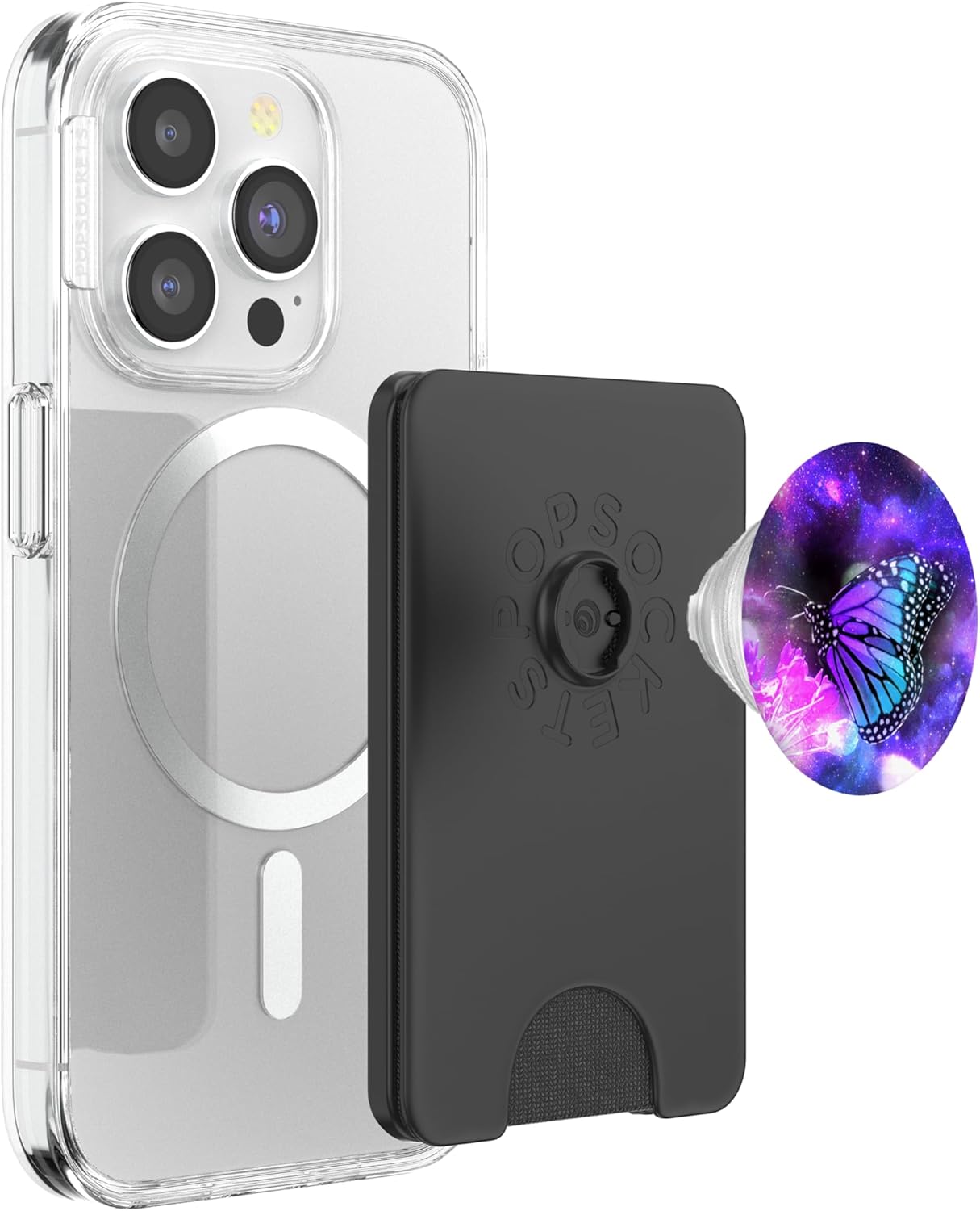 Butterfly Animal Blue and Purple Galaxy Wings Nature Design PopSockets PopWallet for MagSafe