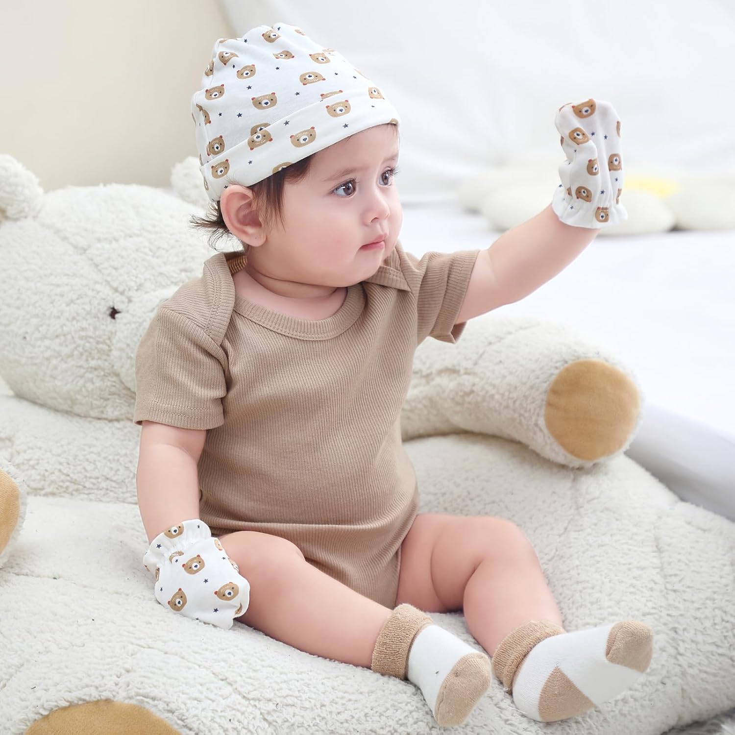 Baby Hats Mittens and Socks Set Cotton Newborn Hat Beanie Soft Infant Girls Boys Caps Gloves 0-6 month - Image 5