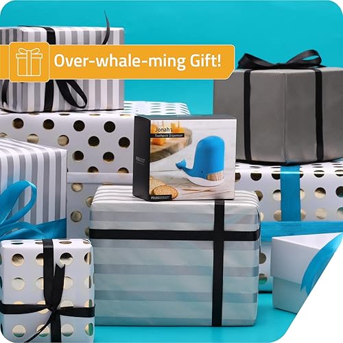 Miniatura 6 de PELEG DESIGN Jonah - Soporte para palillos de dientes, lindo dispensador de palillos de dientes de ballena, divertido y decorativo soporte de