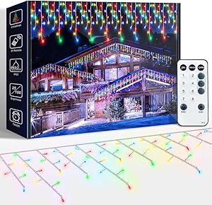 ARKOCHIC luci Natale cascata LED esterno multicolore 10 metri