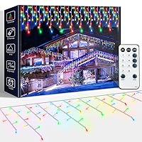 ARKOCHIC 30M Luci Natale Esterno Cascata, LED Tenda Luminosa Natale Multicolore Luminarie