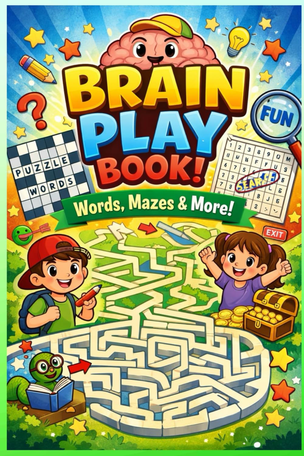 BRAIN PLAY BOOK: WORDS, MAZES & MORE...!
