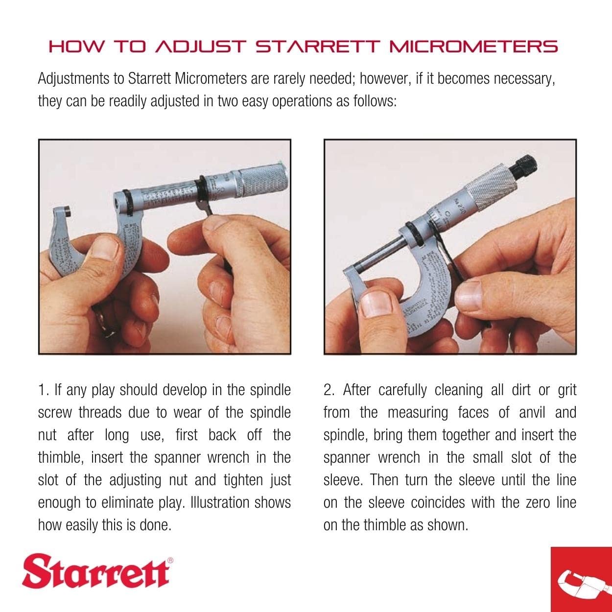 Starrett Blade Type Micrometer with Non-Rotating Spindle, Satin Chrome Finish and Advanced Sleeve Design - 3-4" Range, .001" Graduation, .030" Blade Anvil Type - 486P-4