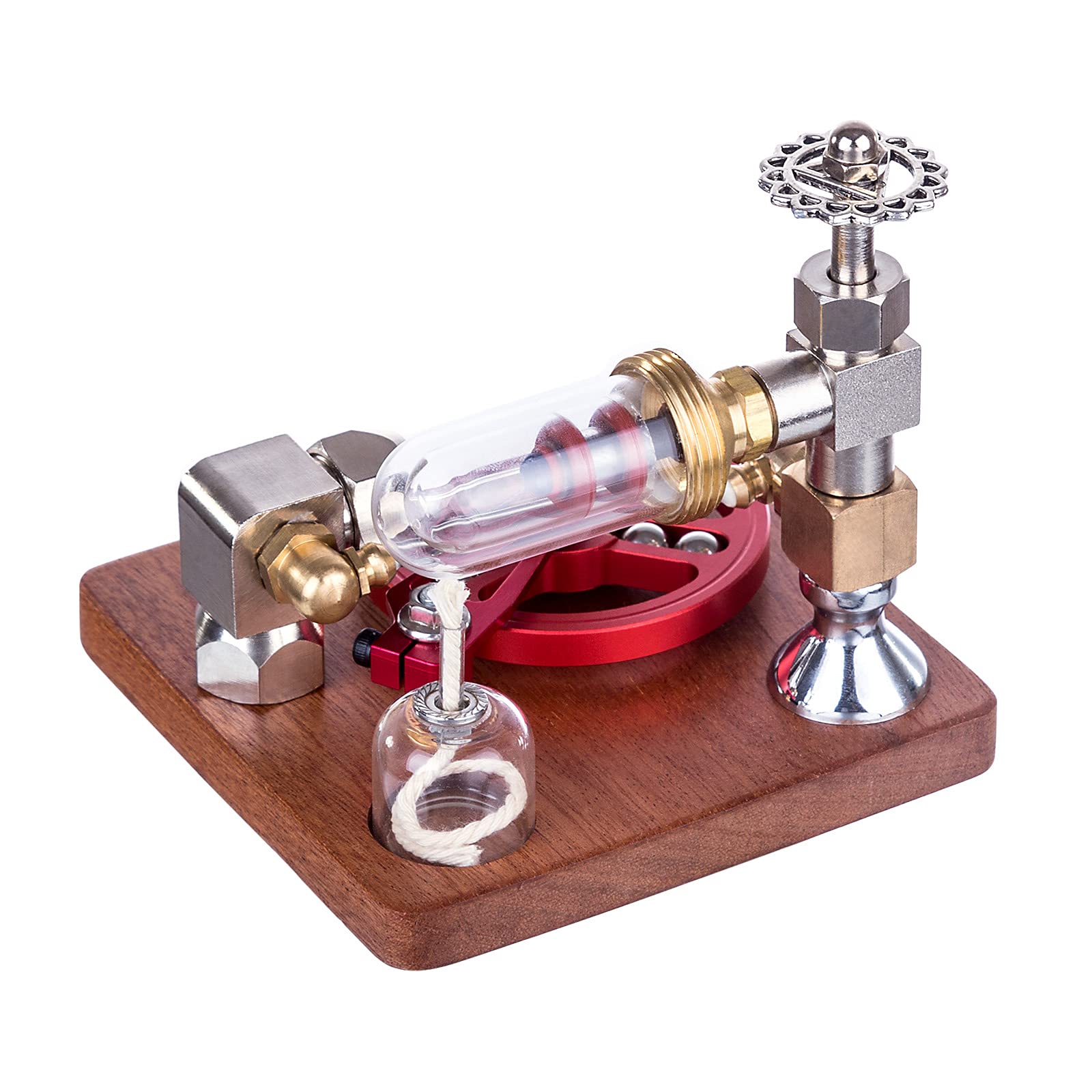 CreativeBlocker Stirlingmotor Model Erwachsen| ENJOMOR Metall Stirlingmotor Der mit Alkohollampen Läufts, Dampfmaschinen einstellbarer Geschwindigkeit, Experimentierkasten Wissenschaft Geschenk