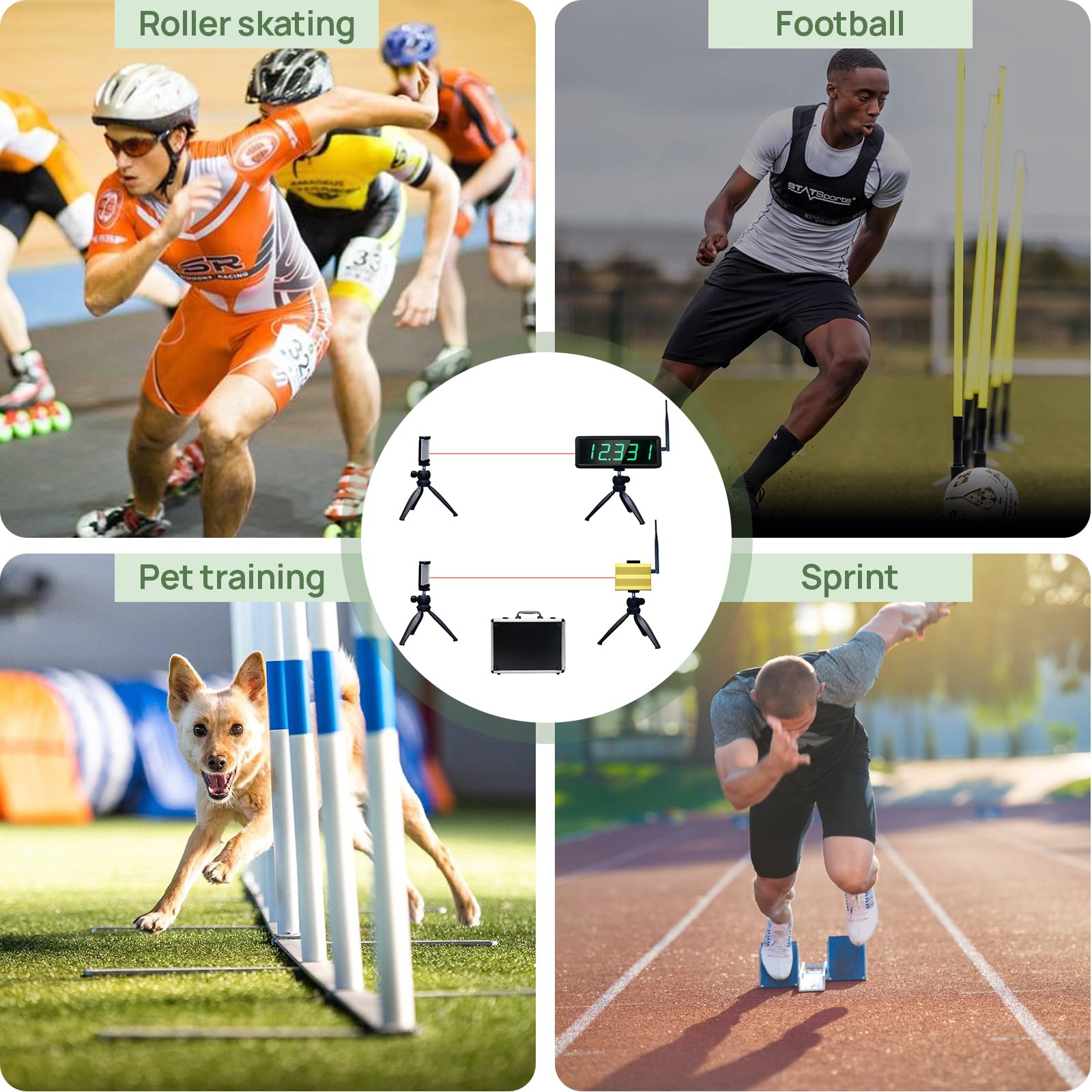 YZ batteriebetriebener drahtloser Laser-Timer für Sprints Rennuhr Renntimer Stoppuhr Elektronisches Fahrrad Speed Training Skating Bahn Feld Timer Motorrad