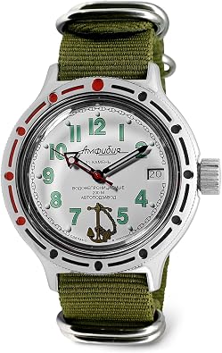 VOSTOK | Sea Captain Amphibian Automatic Self-Winding Russian Diver Watch | WR 200 m | Fashion | Business | Casual Mens Watches | Model 420381 Amfibia