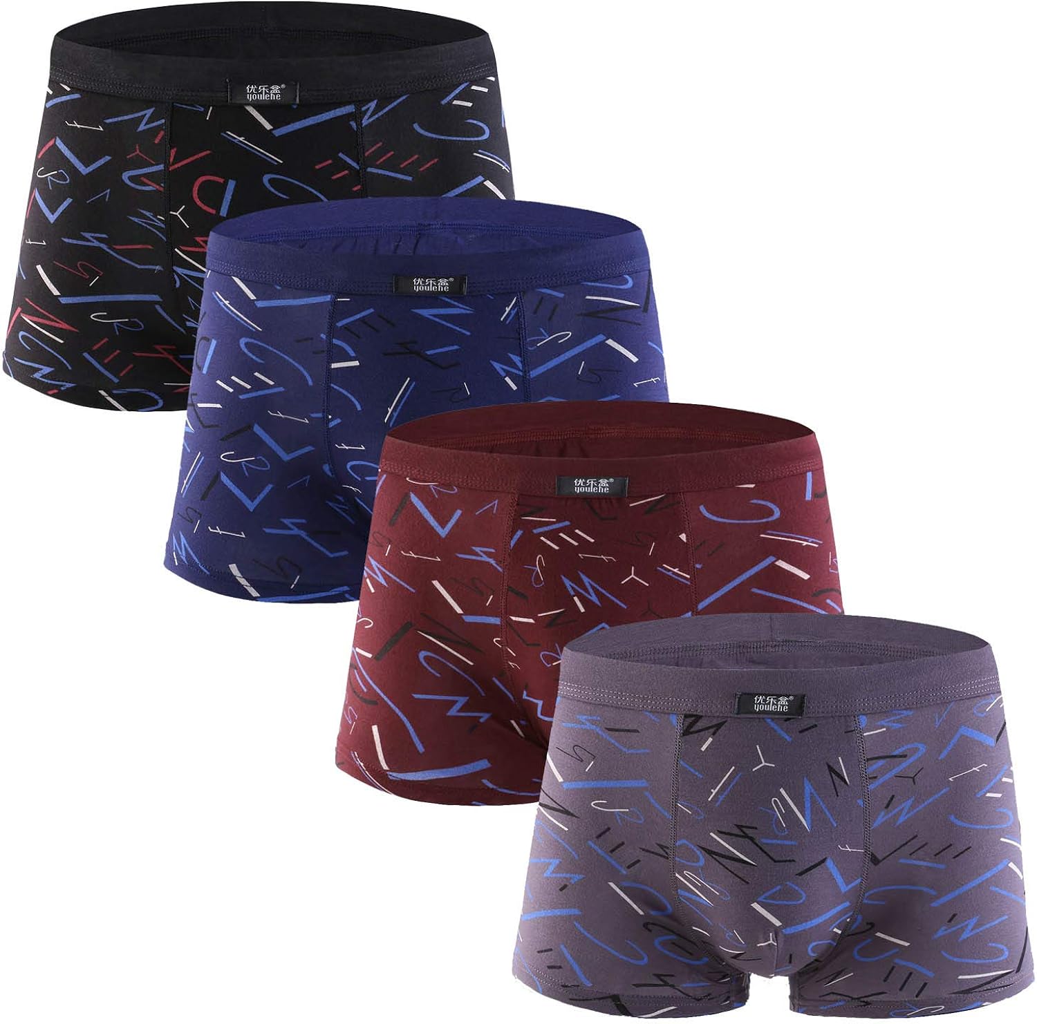 youlehe Men's Underwear Soft Bamboo Boxer Briefs Stretch Trunks Pack Large 4 Pack 04