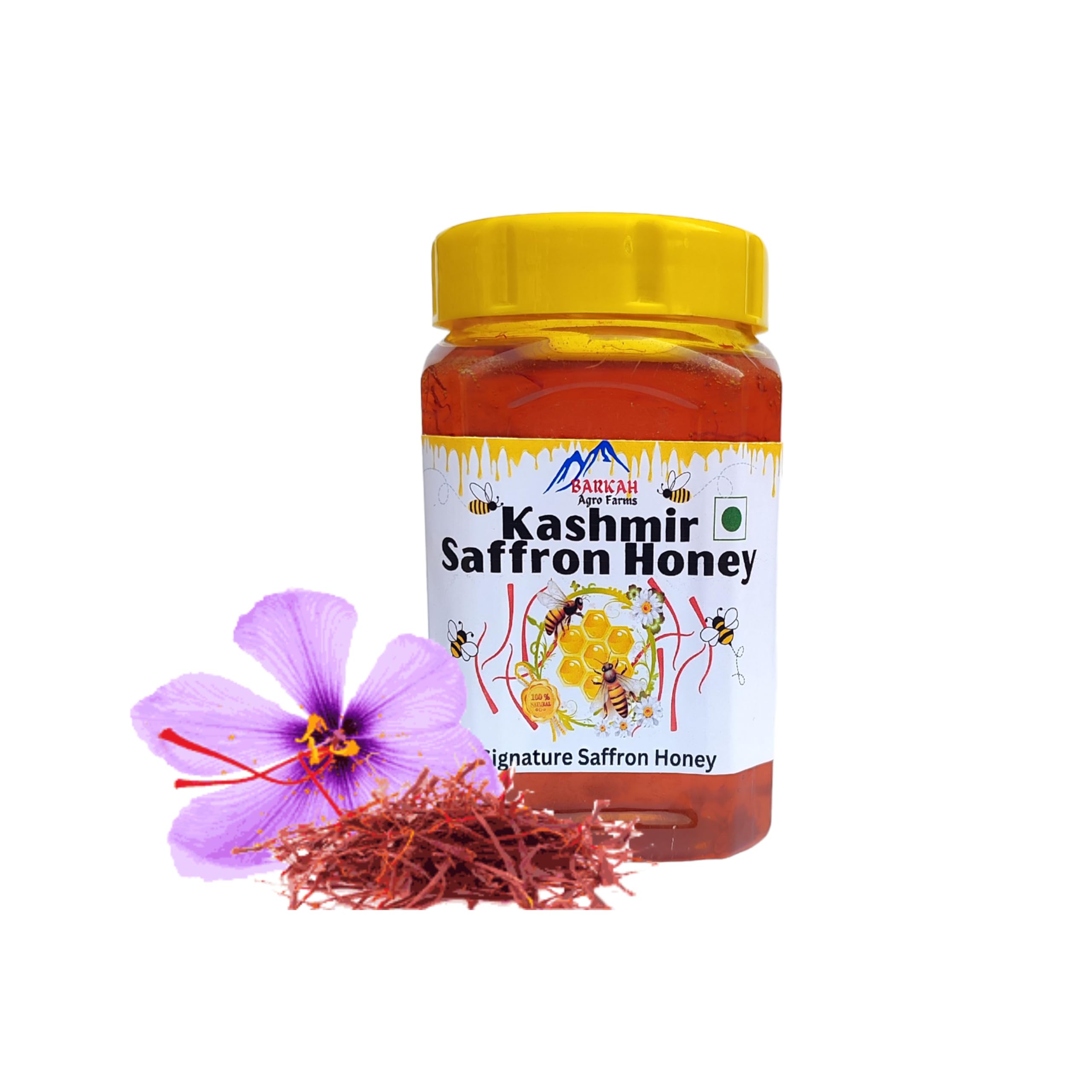 Kashmiri Saffron Honey - Kashmiri Honey - Kashmiri Kesar Honey 1Kg - Honey from Kashmir - Natural Kashmiri Saffron Honey 1 Kg-image-18