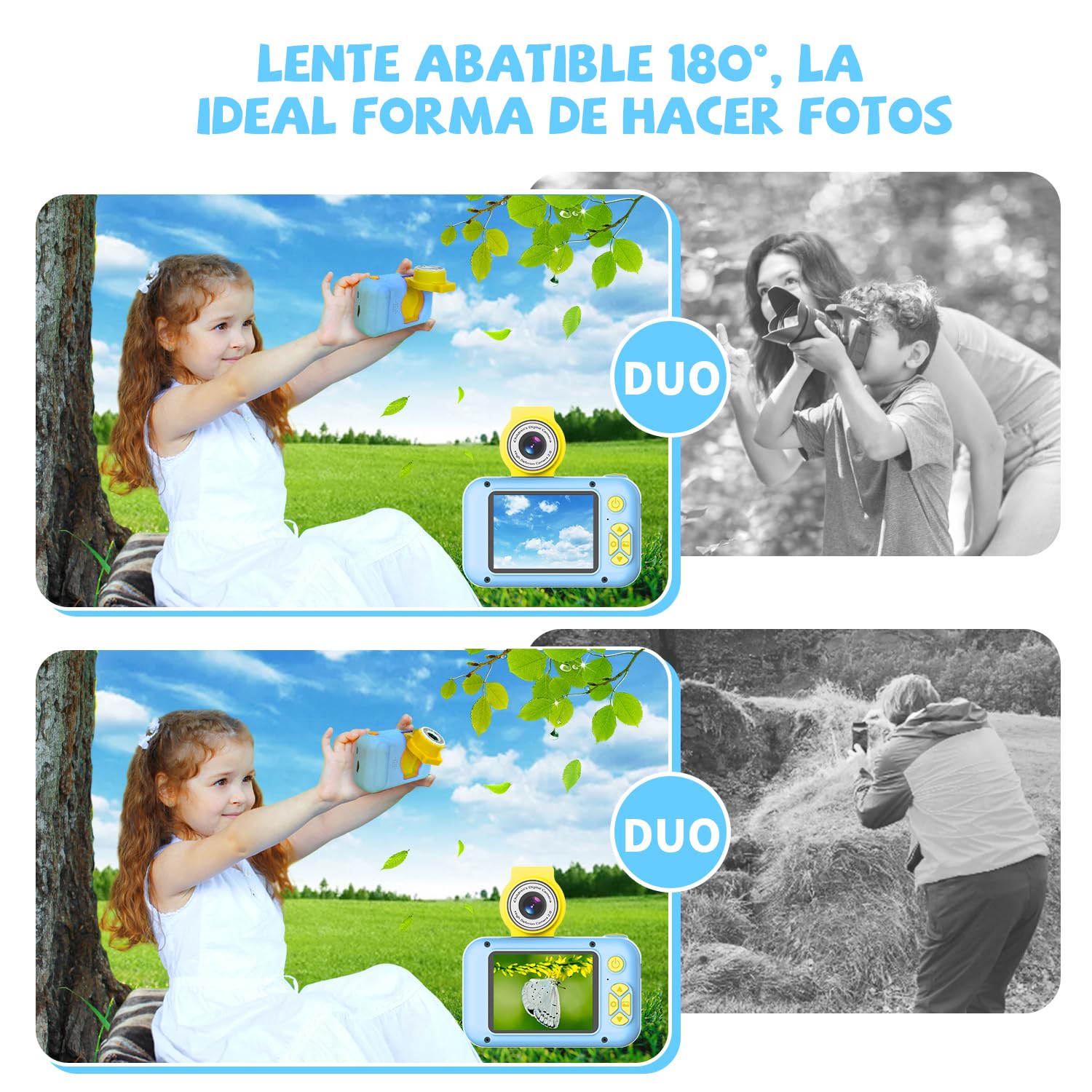 Camara Fotos Infantil,ARNSSIEN Camara de Fotos para Niños con Pantalla de 2,4”,Lente de180°Flip, Juguete Regalo 3-12 Niña Niño de Navidad Cumpleaños