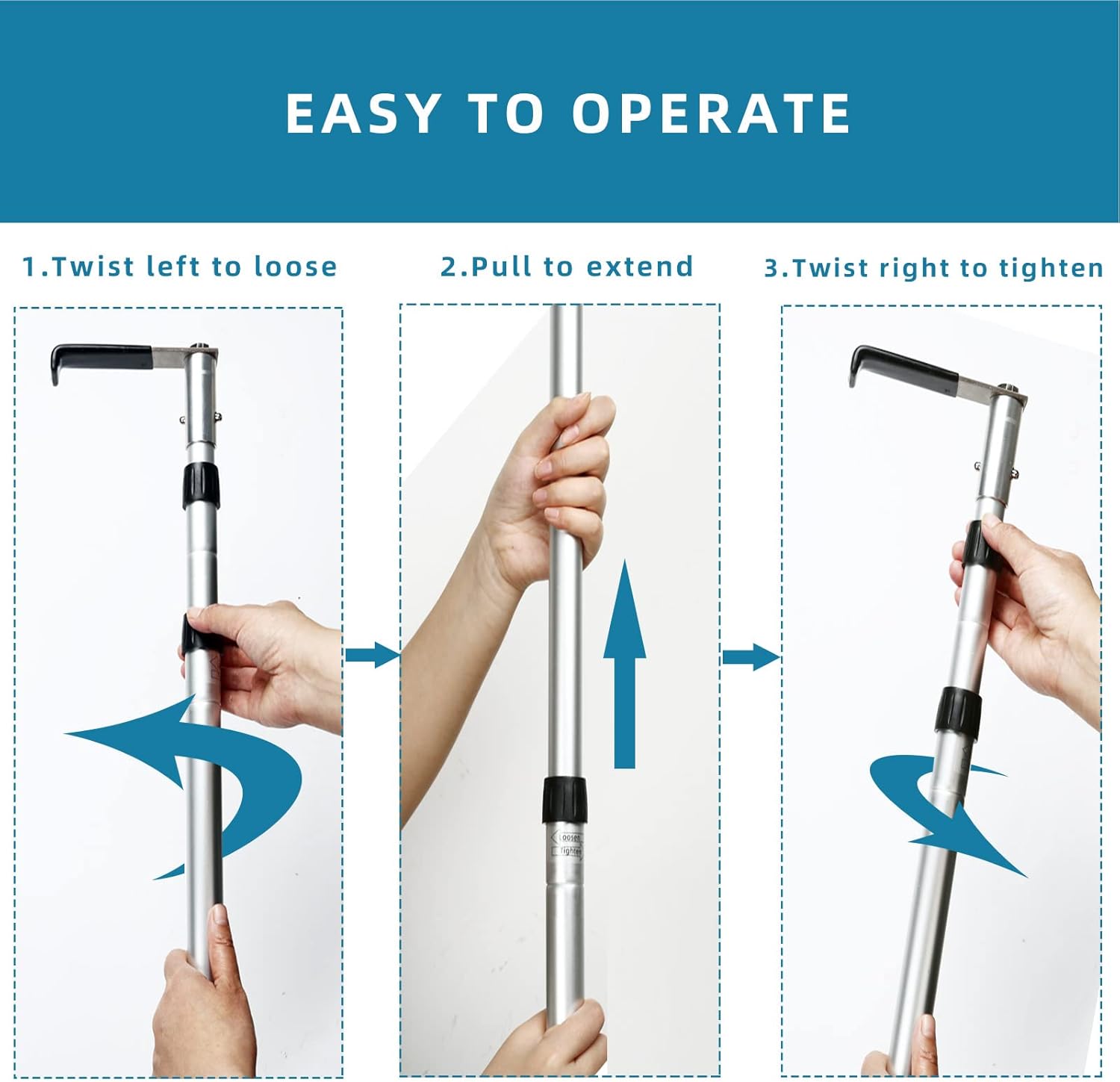 Cargo Retriever Hook, 6 ft Multi-Use Grabber Reach Tool with Debris & Snow Broom, Telescoping Pull Pole for Pickup Truck Bed, Heavy Duty Truck Bed Accessories