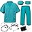ZZIHAN Kids Doctor Costume Green Medical Scrubs Outfit with Stethoscope, Mask & Cap & Glasses,for Halloween, Career Day & Pretend Play, Nurse, Dentist & Vet Dress-Up for Toddler Boys & Girls 3-4T