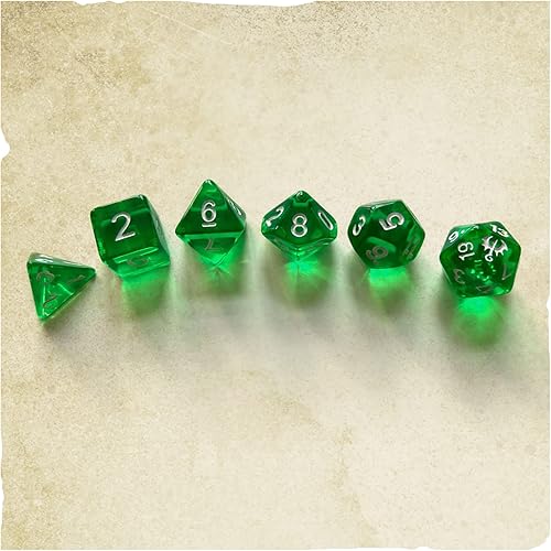 Miniatura 2 de Free League Dragonbane: Juego de dados – Juego de 6 dados transparentes verdes, Free League Publishing, incluye D4, D6, D8, D10, D12 y D20