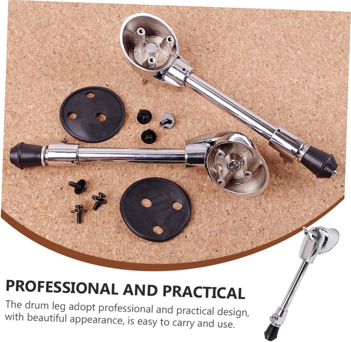 1set Drum Support Leg Bottom Stand for Bass Drums Skid-resistant Feet and Construction for Percussion Instruments