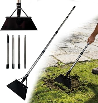 Garden Scraper,Multifunctional Garden Shovel Long Handle Moss Scraper Heavy Duty Weed Shovels Outdoor Cleaning Flat Patio Scrapers Turf Remover Tool 26cm