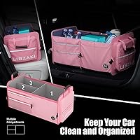 Vista 7 de LIBZAKI Car Trunk Storage Organizer, Multi Compartment Collapsible Trunk Storage Box for Car Truck SUV-Pink