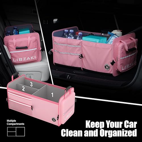 Miniatura 7 de LIBZAKI - Organizador de almacenamiento para maletero, caja de almacenamiento plegable con múltiples compartimentos para automóvil, camión, VUD,