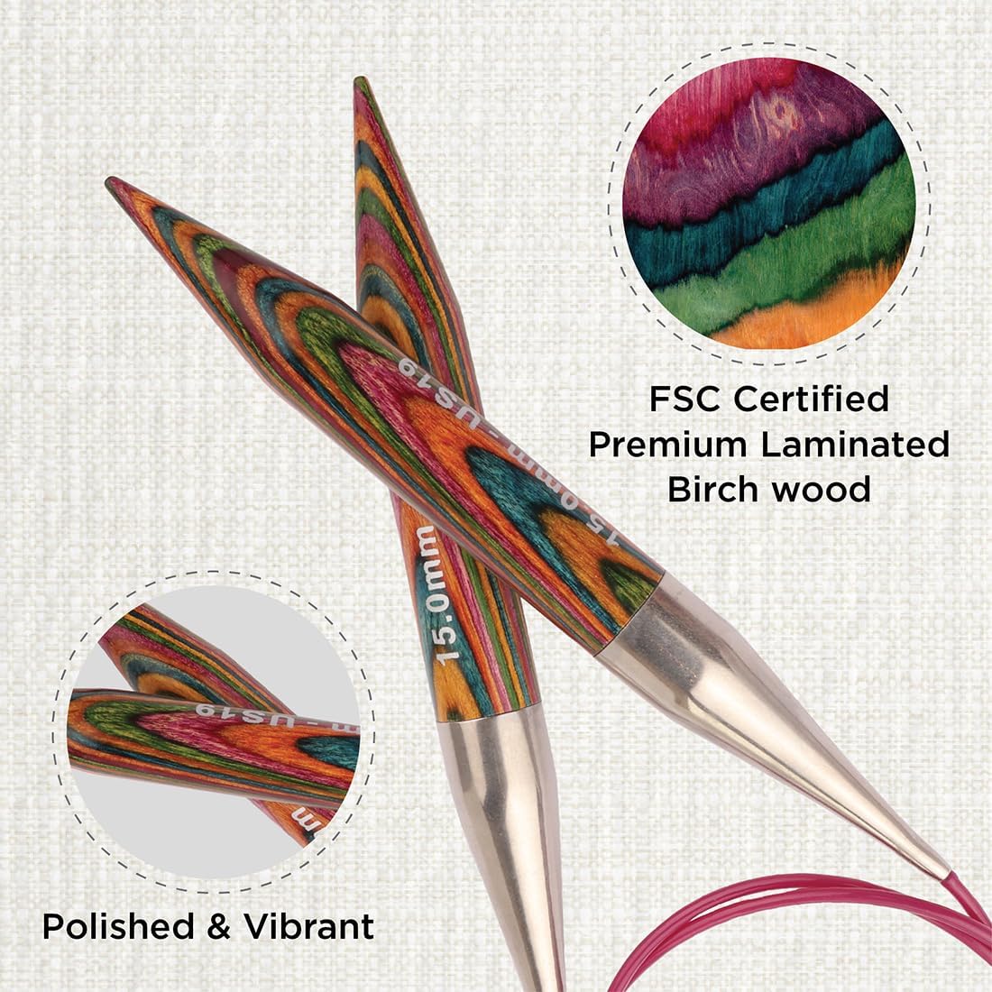 KnitPro Symfonie Fixed Circular Needles 60" (150cm) | 15.00mm
