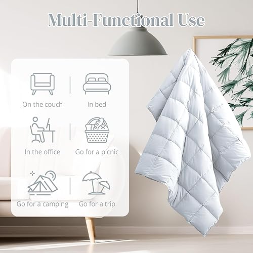 Miniatura 5 de Peace nest Manta de plumón para sofá, 50 x 70 pulgadas, para uso en interiores y exteriores, manta pequeña, suave y ligera, color blanco blanqueado