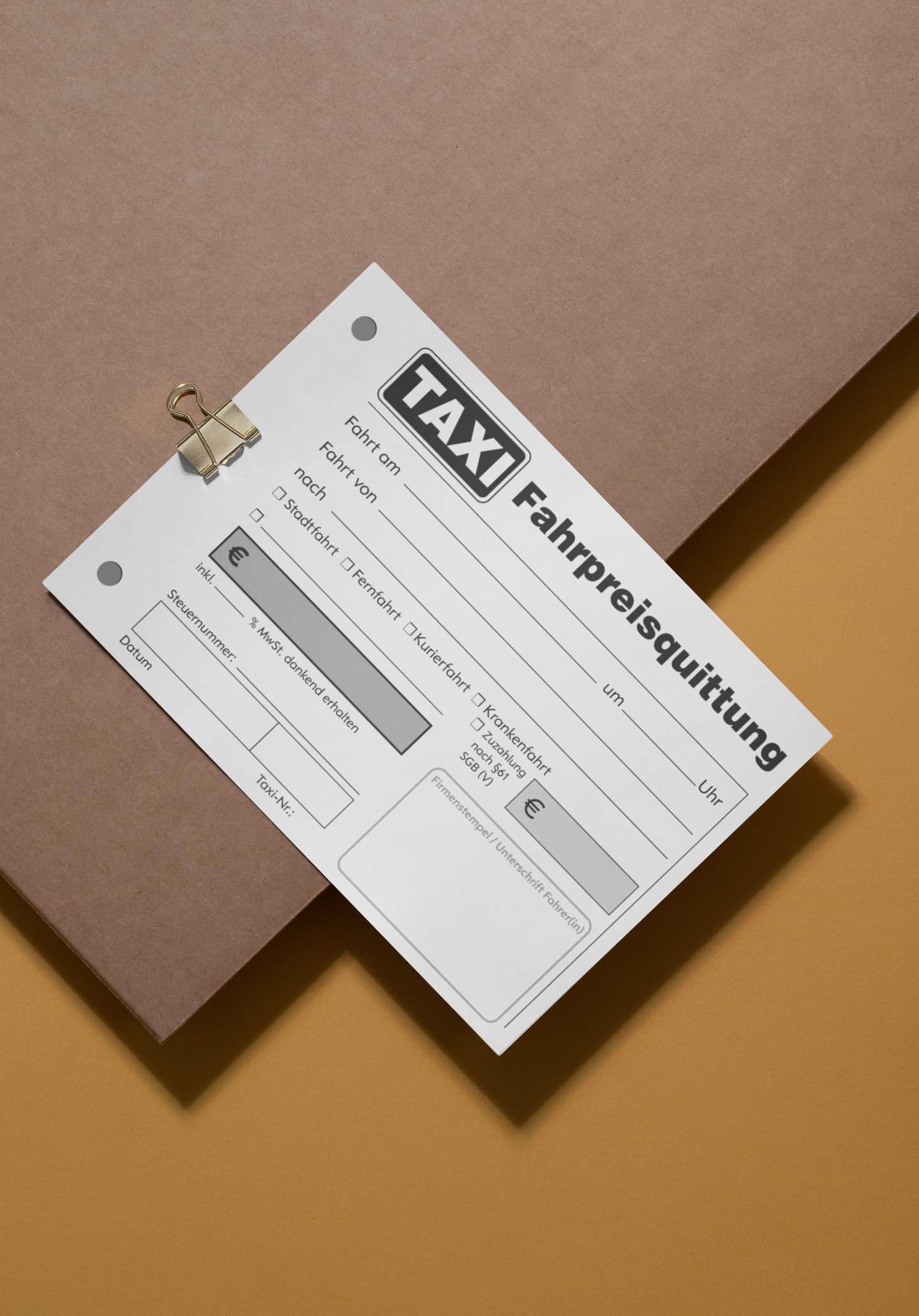 10x Taxiquittung - Taxi-Fahrpreisquittung als Block - 2 x 50 Blatt DIN A6 - gelocht - SD -durchschreibend (22428)