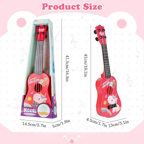 JurciCat 42cm Chitarra per Bambini e Ragazzi - Ukulele con 4 Corde Regolabili, Giocattolo Musicale per Principianti - 2
