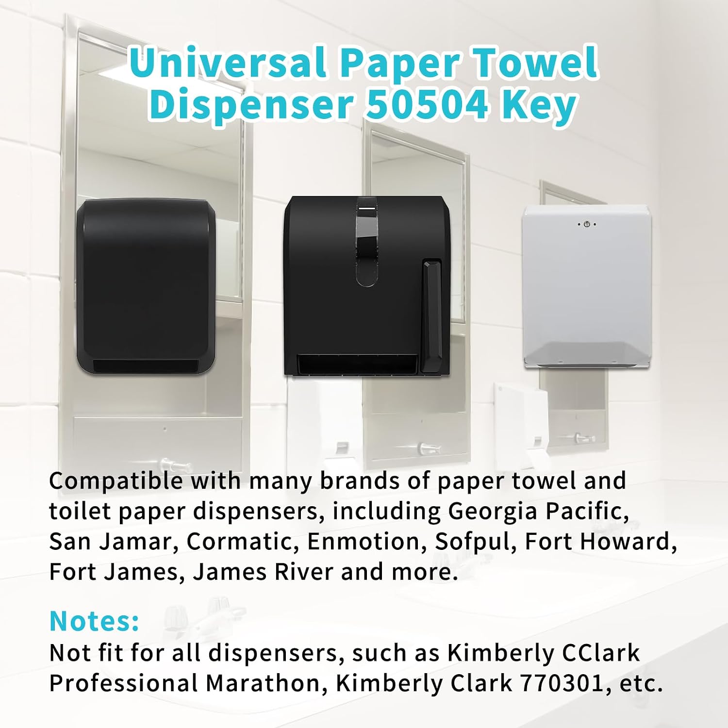 50504 Keys, Commercial-Grade Universal Paper Towel Dispenser Keys Compatible with Georgia Pacific Paper Towel and Toilet Paper Dispensers, 10 Pack