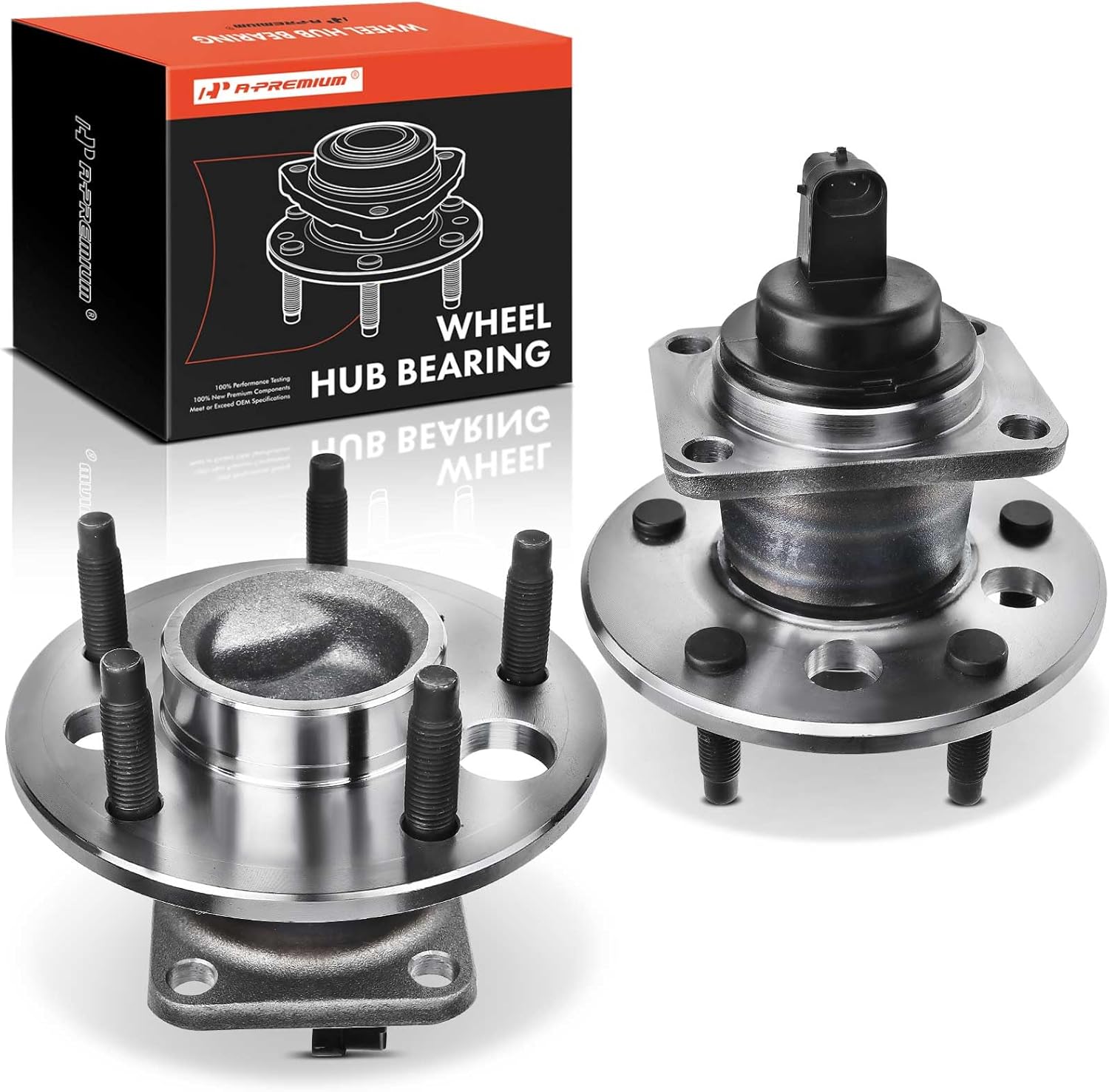 A-Premium 2 x Rear Wheel Bearing and Hub Assembly with ABS & 5-Lug Compatible with Buick Cadillac Chevy Pontiac - 1991-2011 - Lesabre, Lucerne, Reatta, Allante, DTS, Seville, Malibu