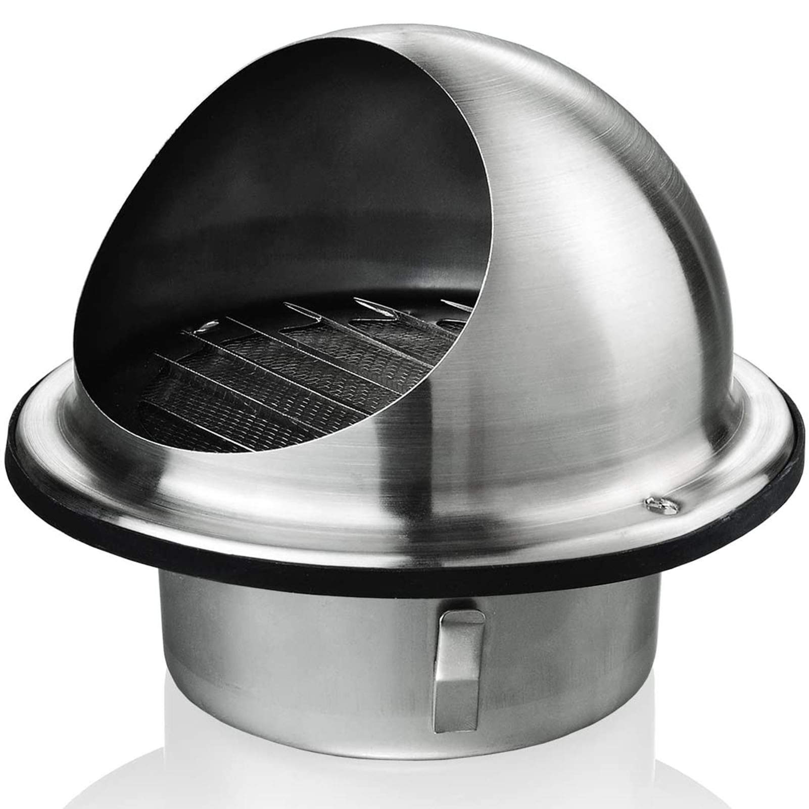 Kaminverkleidungskappe, an der Wand montierte Bull-Nose-Lüftungskappe Dicker Edelstahl-Rundgrill Außenfilterabdeckung Auspuffentlüftungsloch Windkappenlamellen, 60 mm